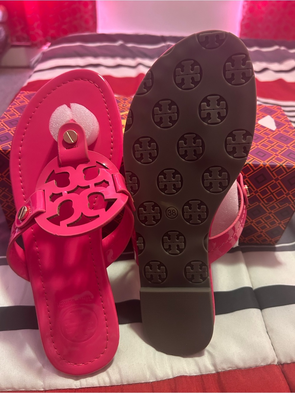 Tory Burch Pink Miller Logo Thong Sandals